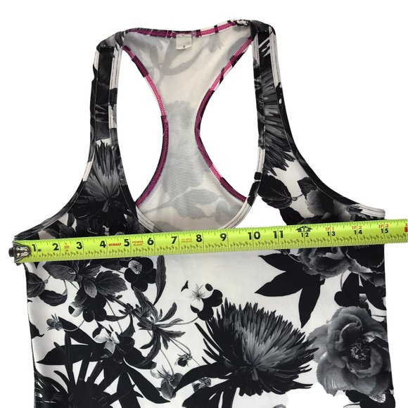 Lululemon Tank Top Racerback White with Black Roses Floral Print. Size Women's 8 - Picture 4 of 12